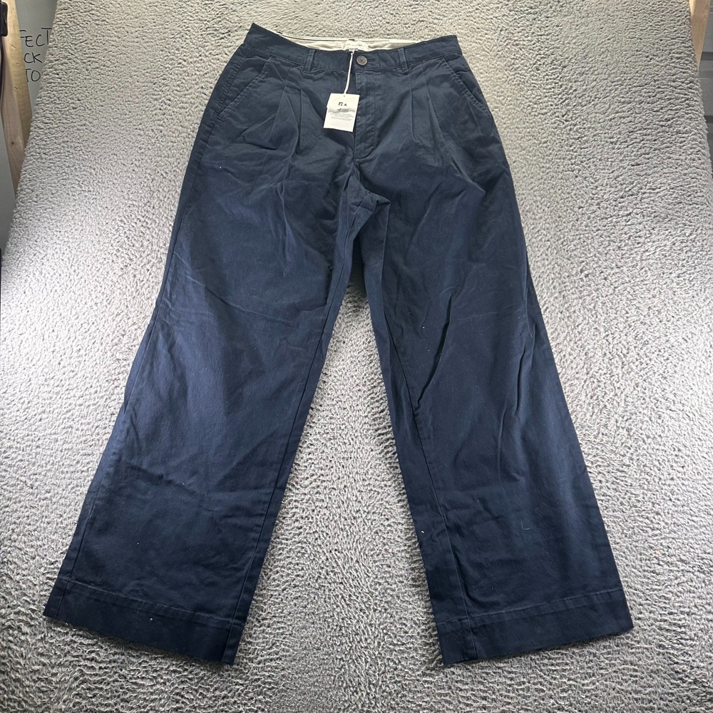 Free Assembly Pant Womens 10 Blue Cotton Chino Wide Leg Stretch Preppy Career